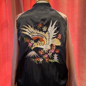 ASOS Curve Black Pink Rose Embroidered Bomber Jacket